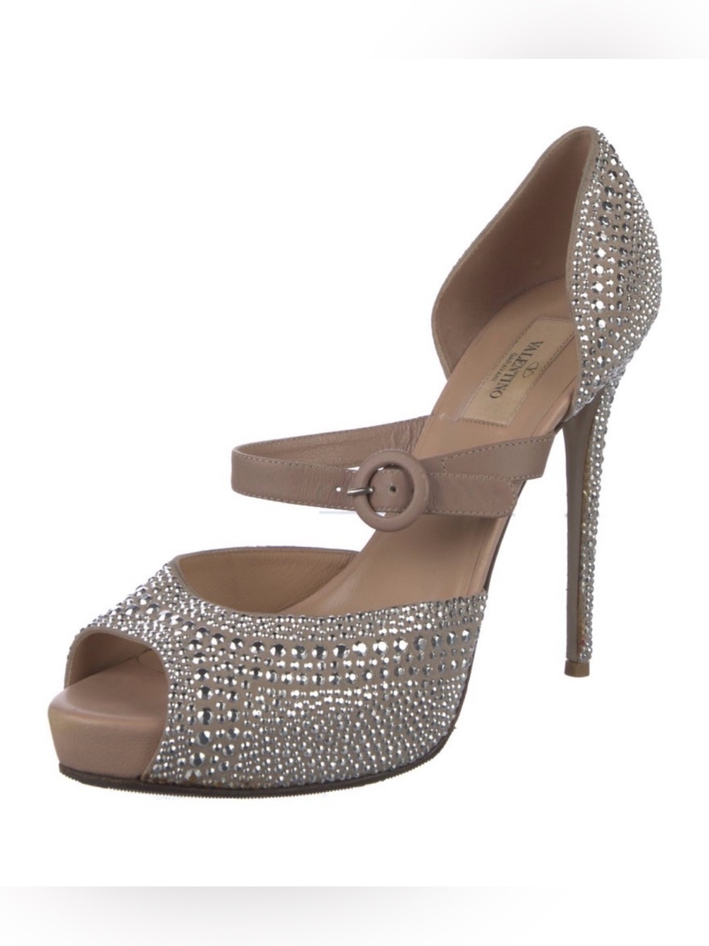 Valentino Garavani Crystal-Embellished Peep-Toe Stilettos Shoes